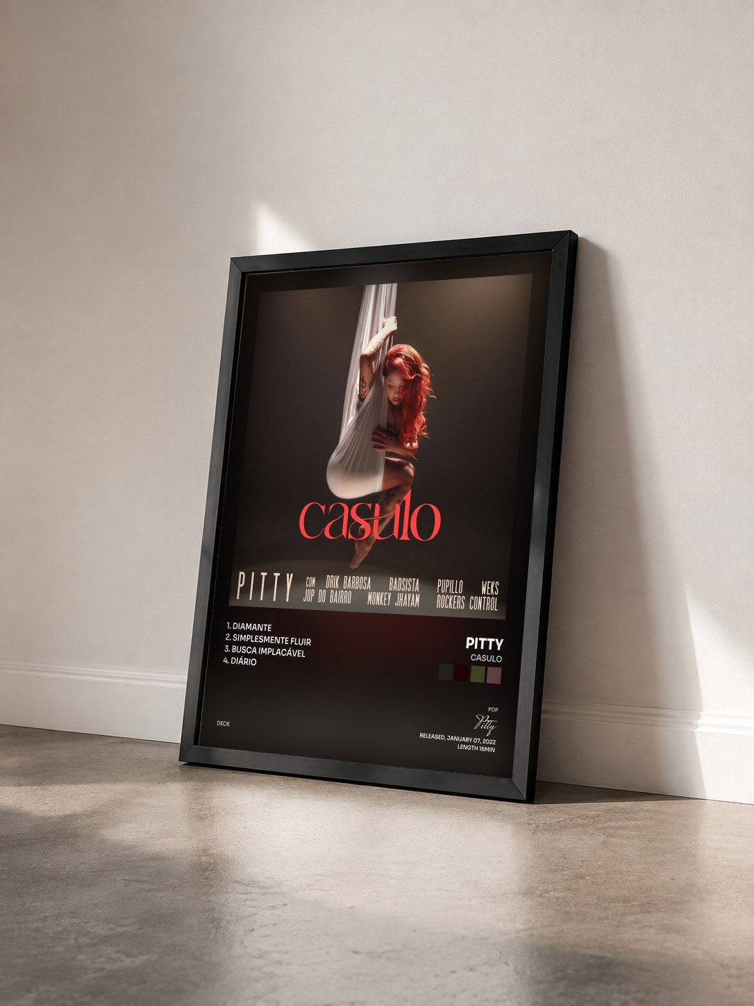 #noir Tableau de l'album Casulo de Pitty vu de trois quarts, cadre noir