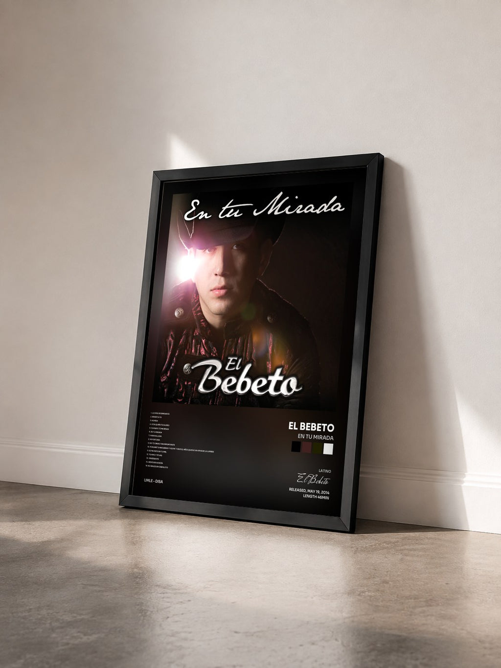 #noir Tableau de l'album En Tu Mirada de El Bebeto vu de trois quarts, cadre noir