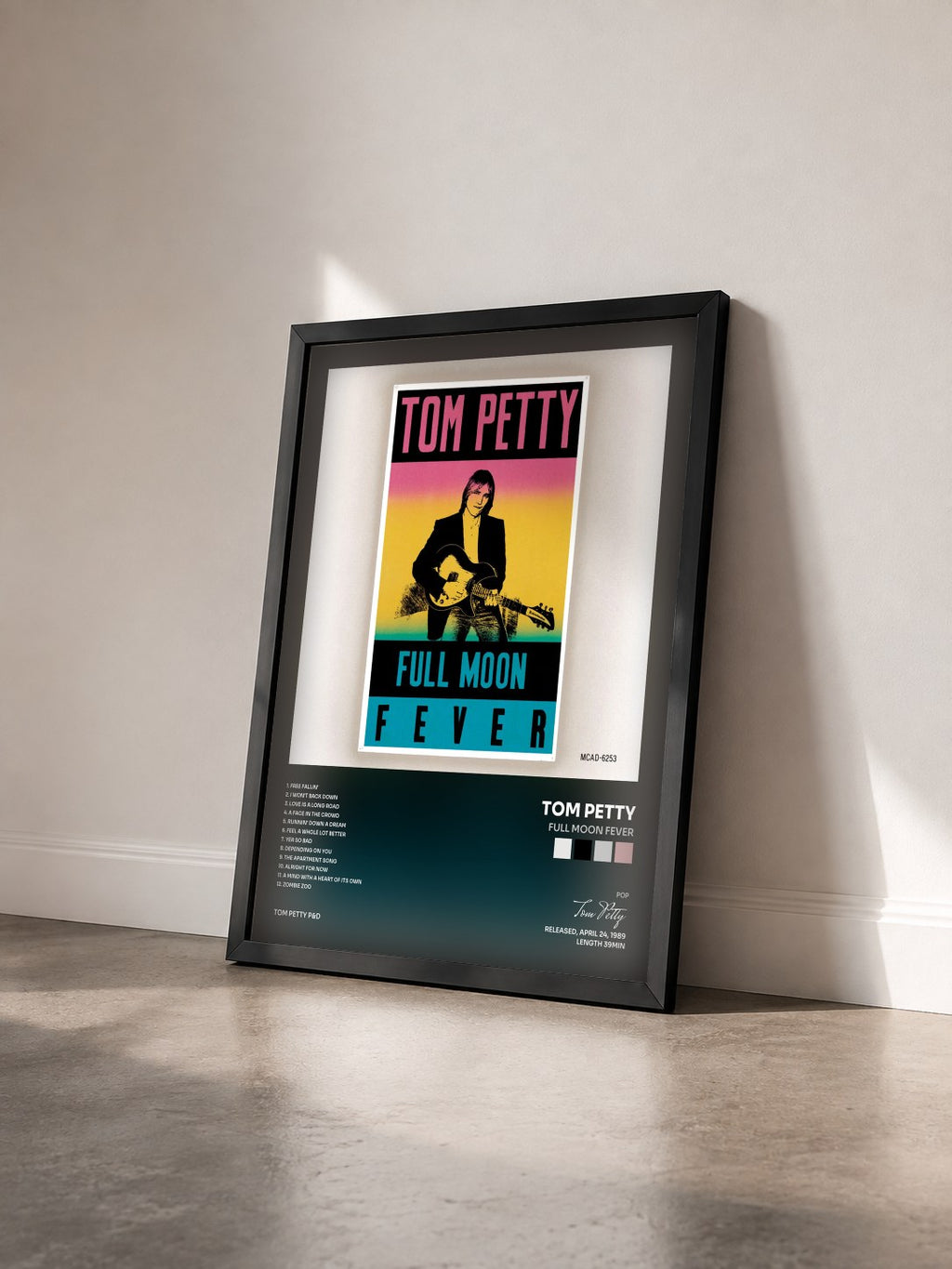 #noir Tableau de l'album Full Moon Fever de Tom Petty vu de trois quarts, cadre noir