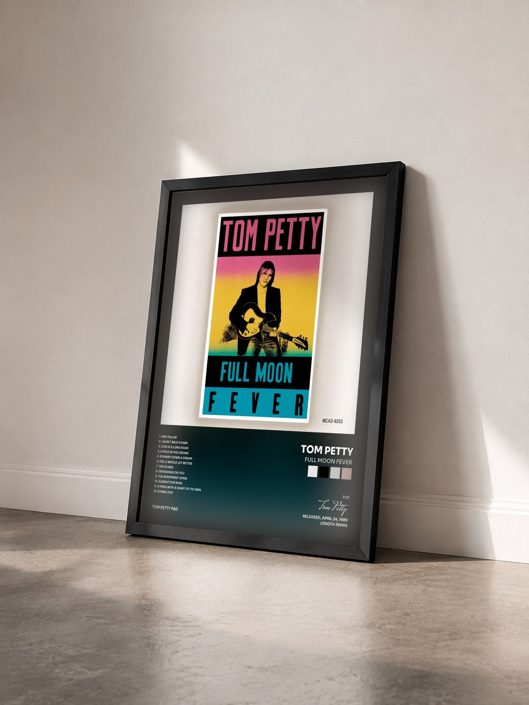 #noir Tableau de l'album Full Moon Fever de Tom Petty vu de trois quarts, cadre noir