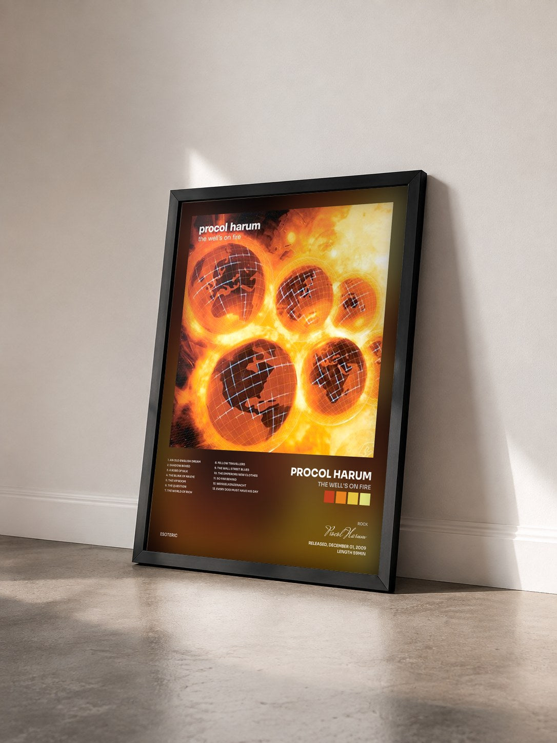 #noir Tableau de l'album The Well's on Fire de Procol Harum vu de trois quarts, cadre noir