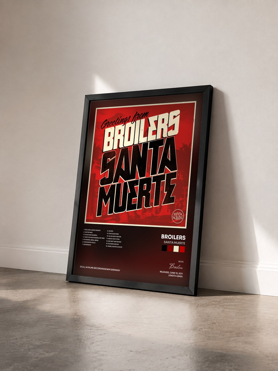 #noir Tableau de l'album Santa Muerte de Broilers vu de trois quarts, cadre noir