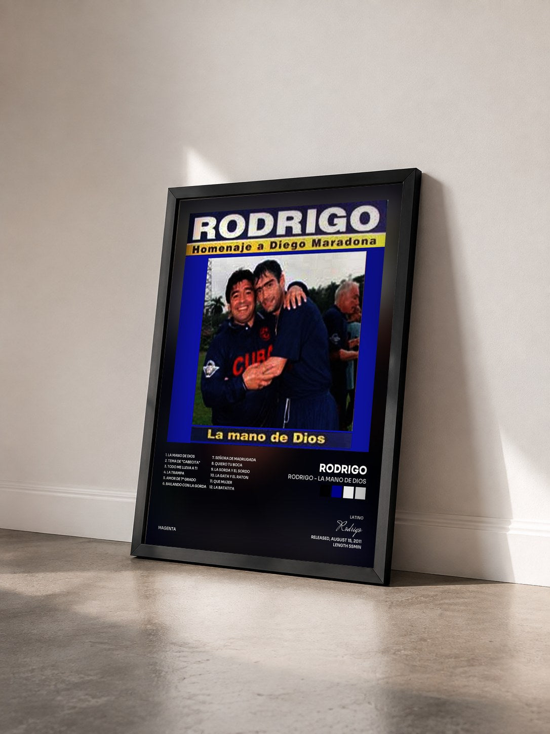 #noir Tableau de l'album Rodrigo - La mano de dios de Rodrigo vu de trois quarts, cadre noir