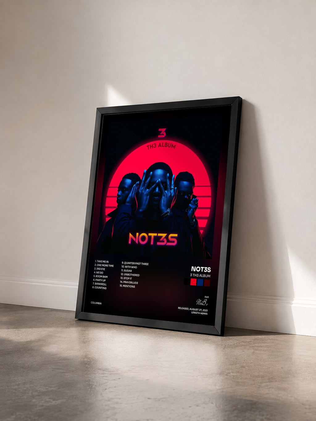 #noir Tableau de l'album 3 Th3 Album de Not3s vu de trois quarts, cadre noir