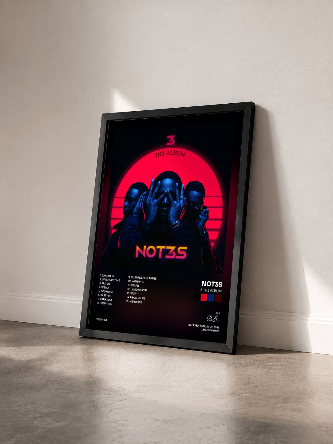#noir Tableau de l'album 3 Th3 Album de Not3s vu de trois quarts, cadre noir