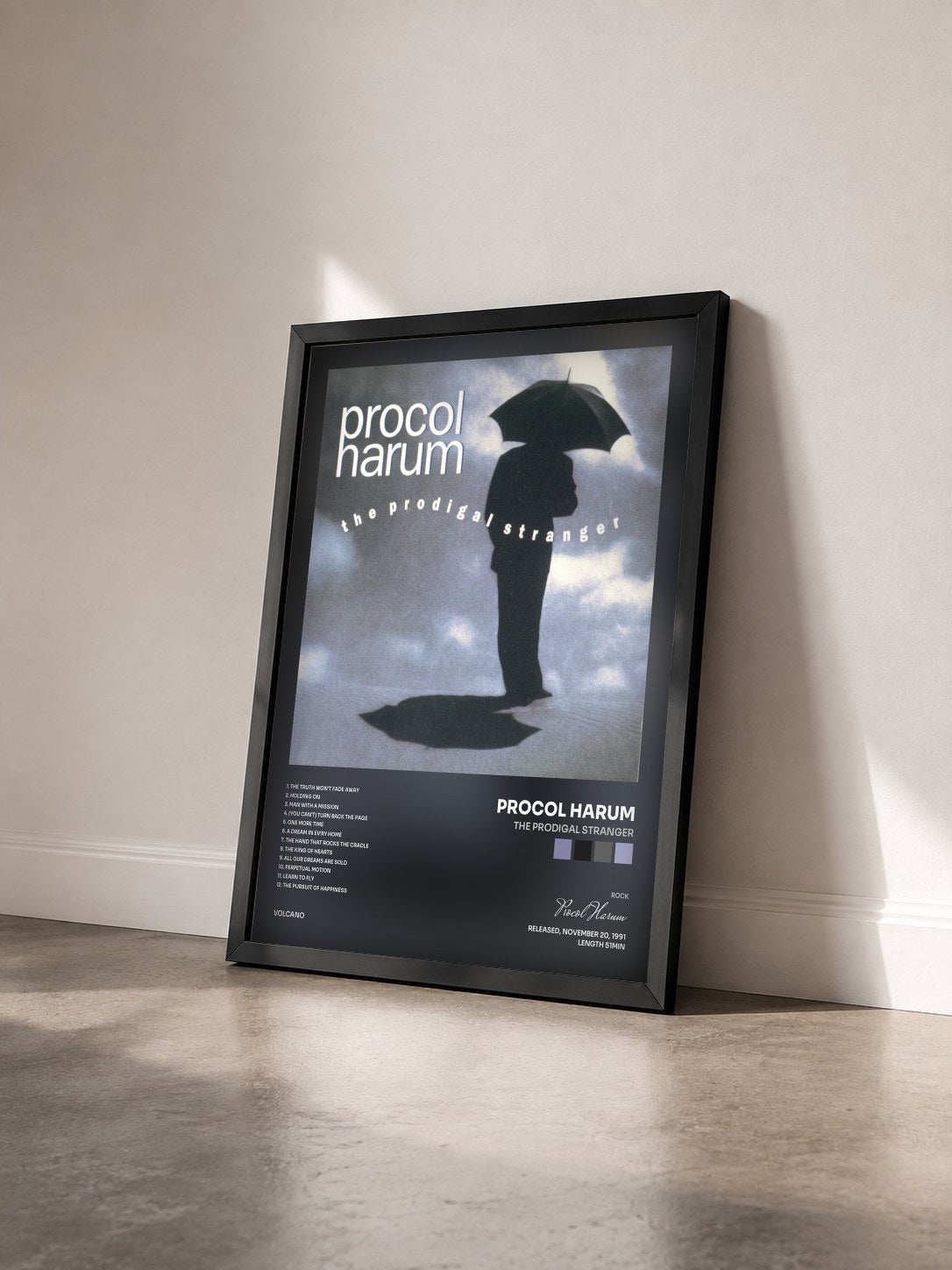 #noir Tableau de l'album The Prodigal Stranger de Procol Harum vu de trois quarts, cadre noir
