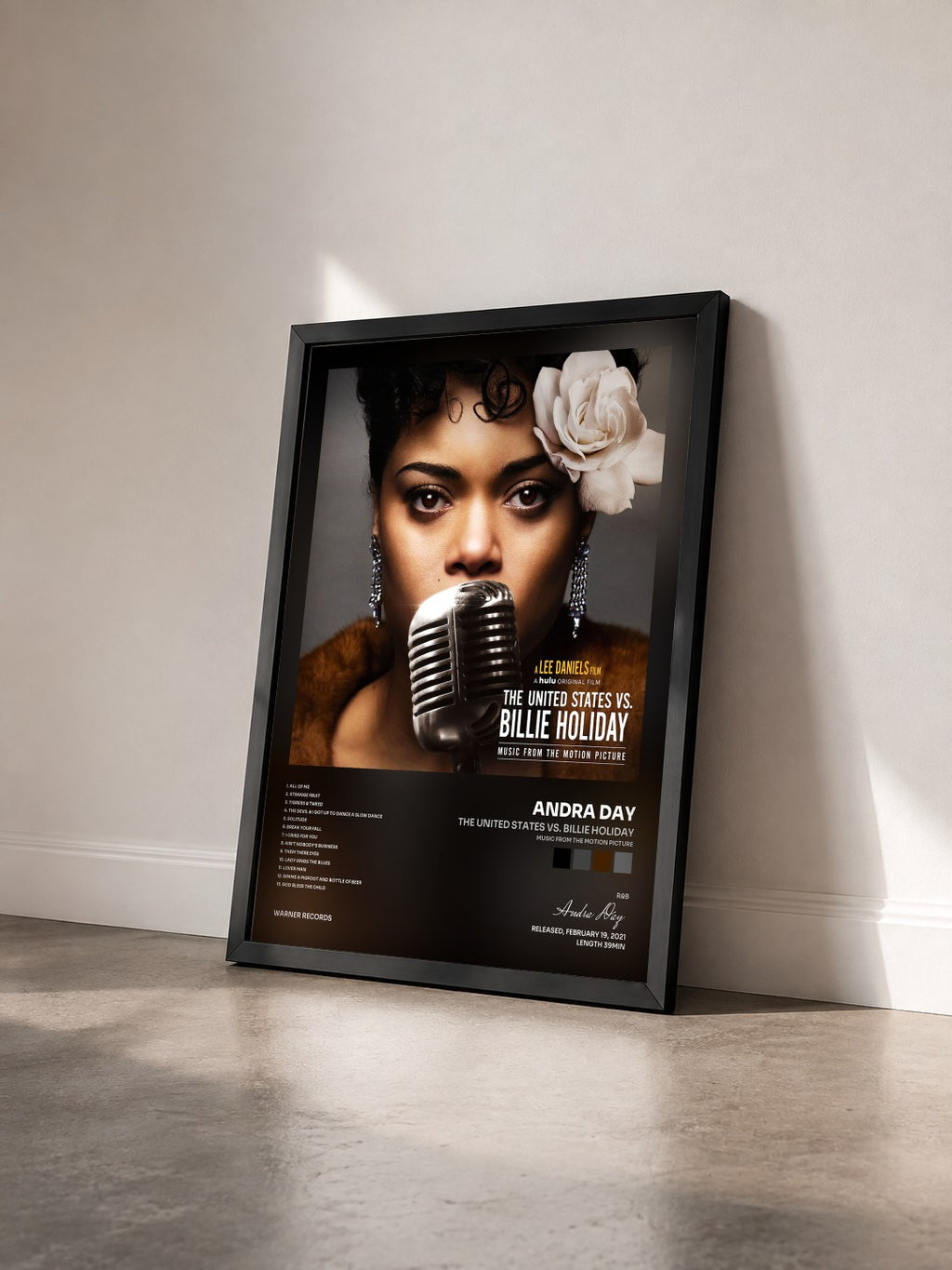 #noir The United States vs. Billie Holiday (Music from the Motion Picture) by Andra Day as a framed art print seen at an angle, black frame