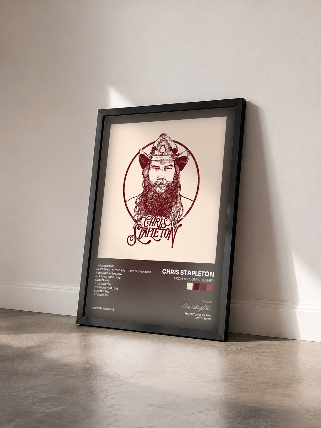 #noir Tableau de l'album From A Room: Volume 1 de Chris Stapleton vu de trois quarts, cadre noir