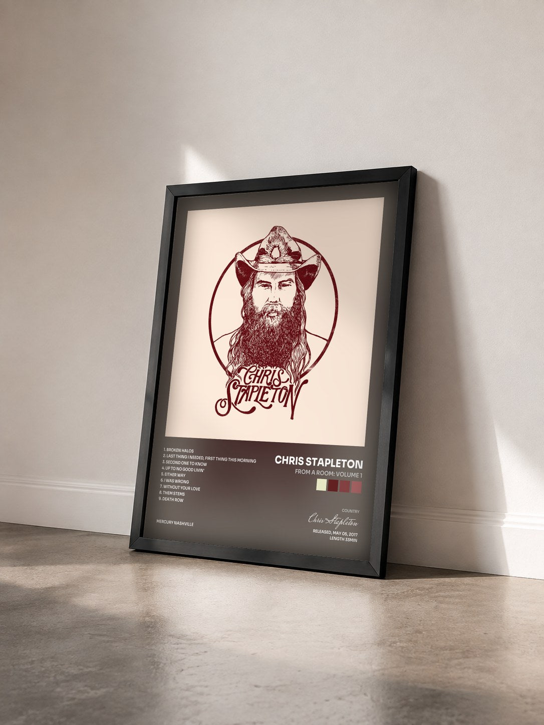 #noir Tableau de l'album From A Room: Volume 1 de Chris Stapleton vu de trois quarts, cadre noir