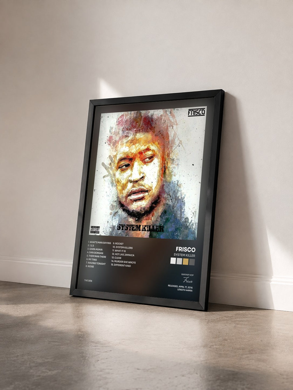 #noir Tableau de l'album System Killer de Frisco vu de trois quarts, cadre noir