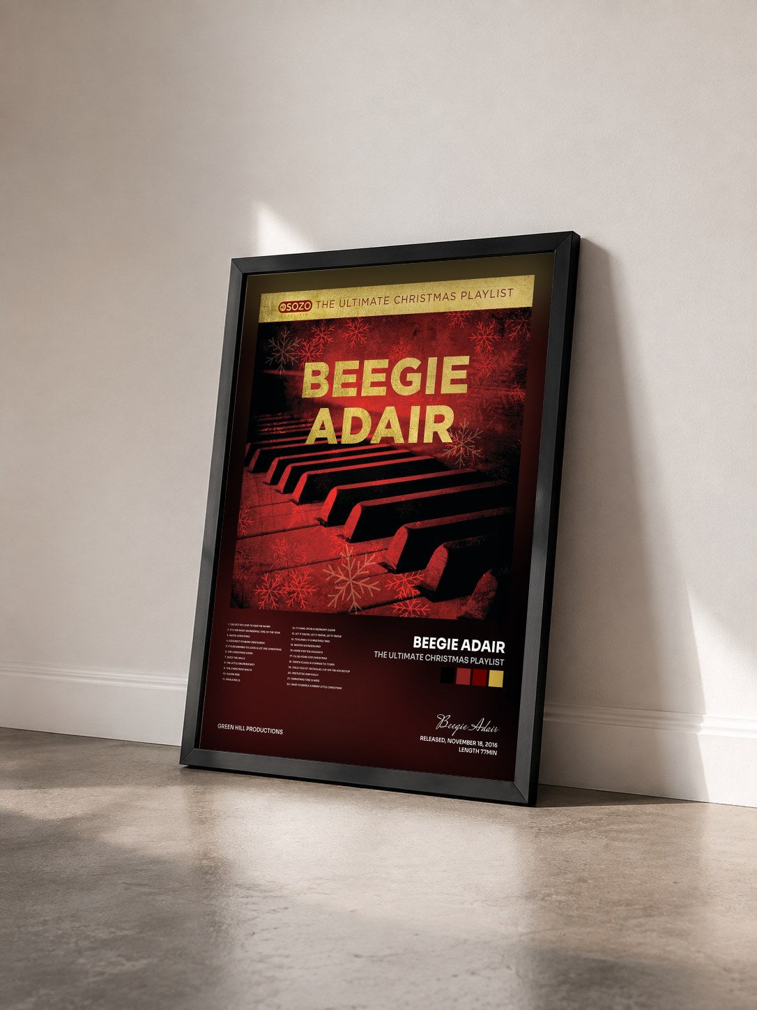 #noir Tableau de l'album The Ultimate Christmas Playlist de Beegie Adair vu de trois quarts, cadre noir