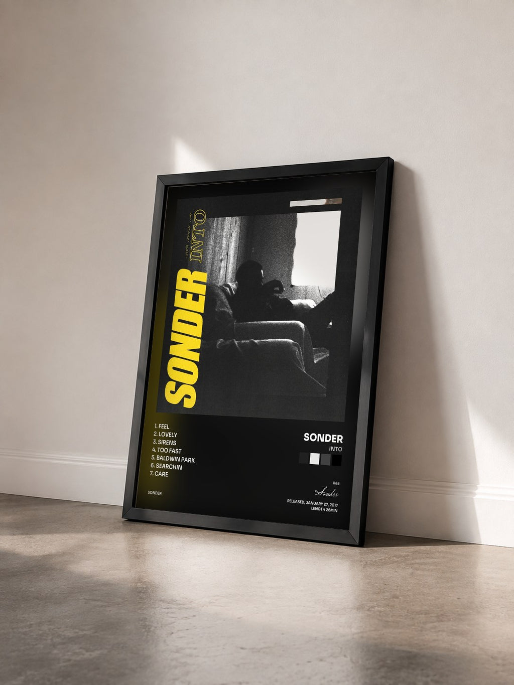 #noir Tableau de l'album Into de Sonder vu de trois quarts, cadre noir