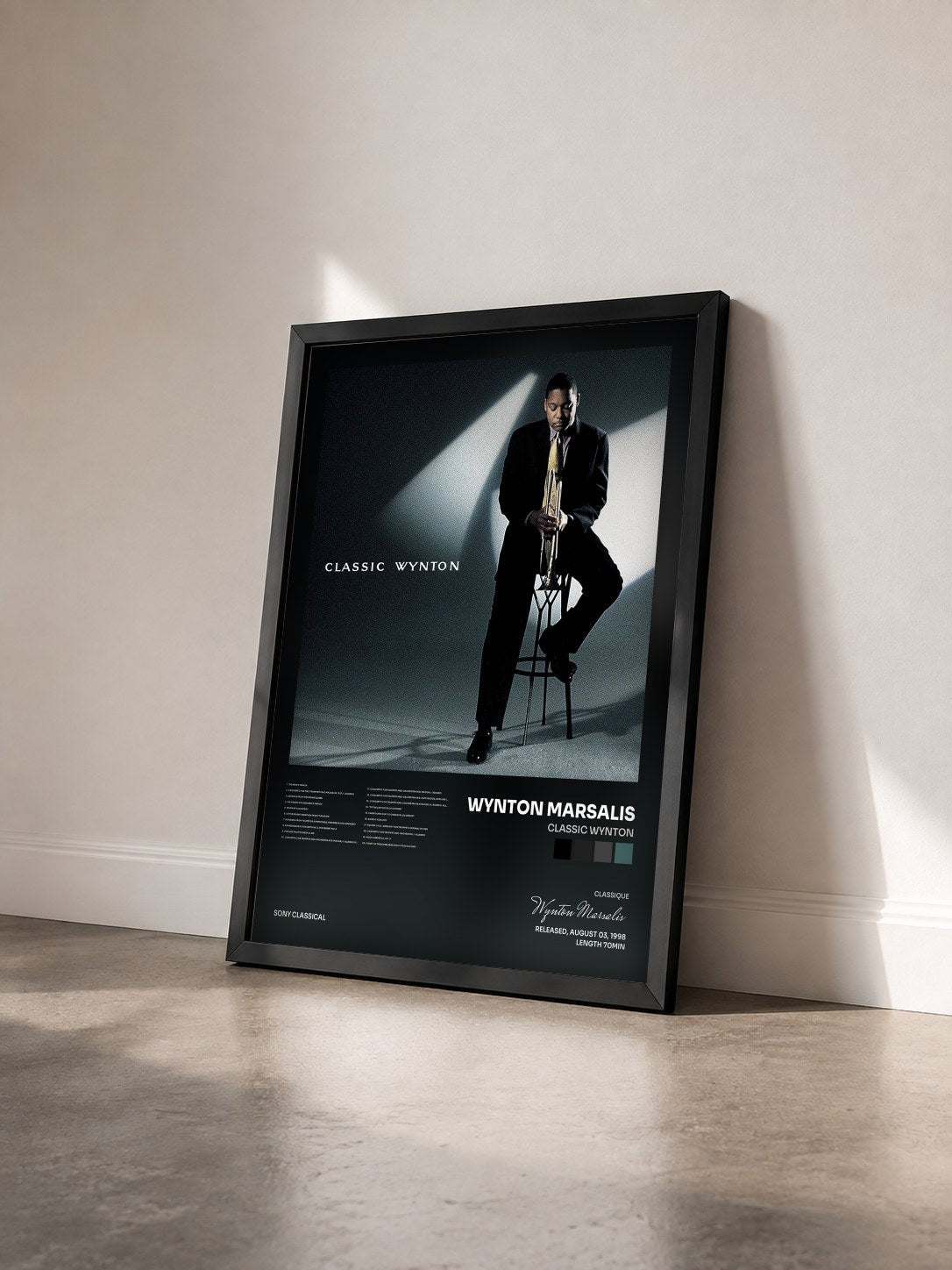 #noir Tableau de l'album Classic Wynton de Wynton Marsalis vu de trois quarts, cadre noir