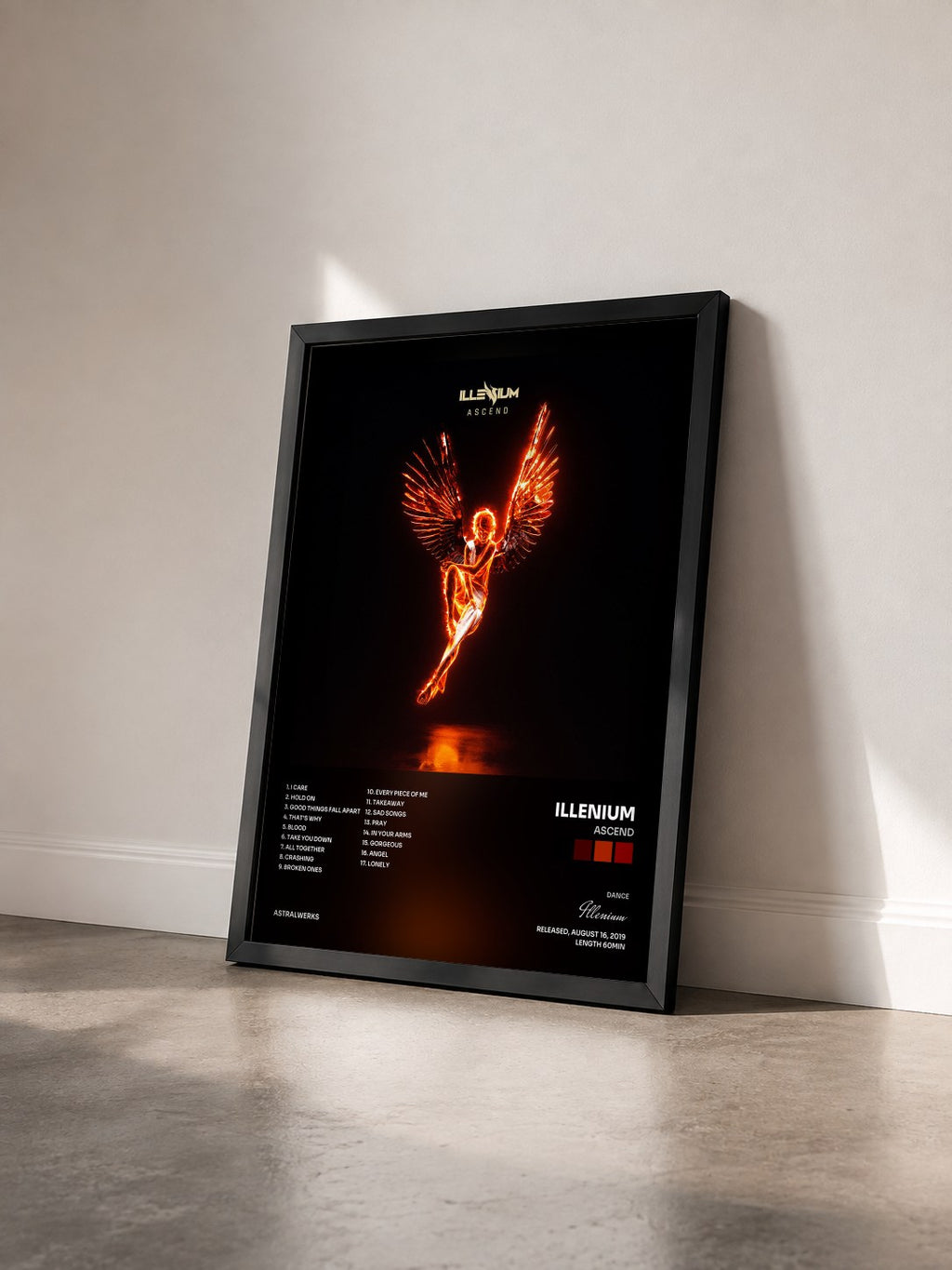 #noir Tableau de l'album ASCEND de Illenium vu de trois quarts, cadre noir