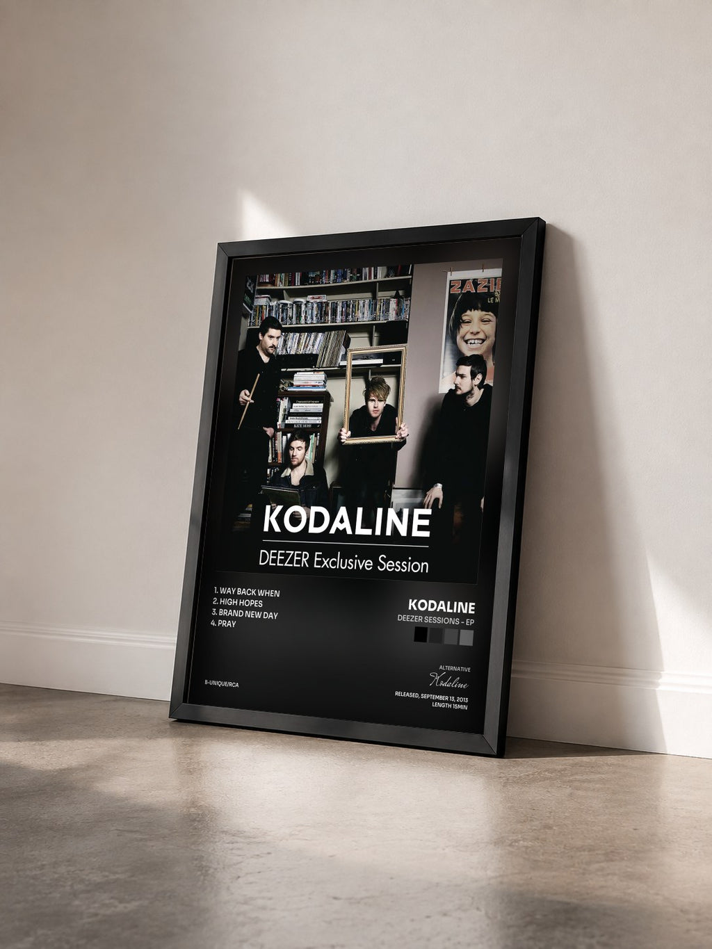 #noir Tableau de l'album Deezer Sessions - EP de Kodaline vu de trois quarts, cadre noir