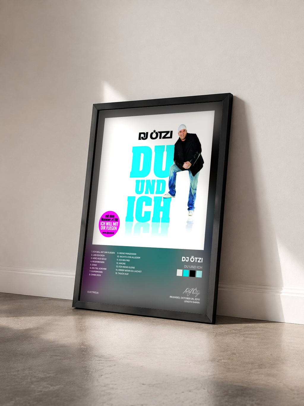 #noir Tableau de l'album Du und ich de DJ Ötzi vu de trois quarts, cadre noir