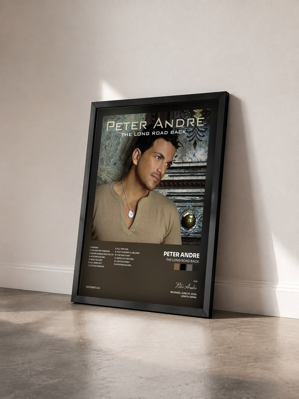 #noir Tableau de l'album The Long Road Back de Peter Andre vu de trois quarts, cadre noir