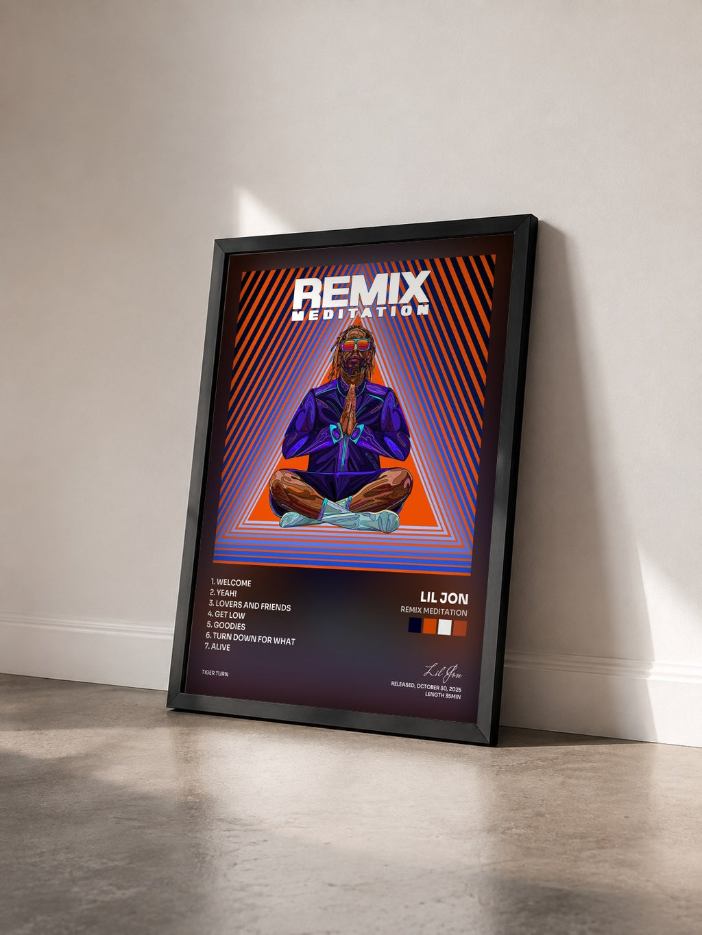 #noir Tableau de l'album Remix Meditation de Lil Jon vu de trois quarts, cadre noir