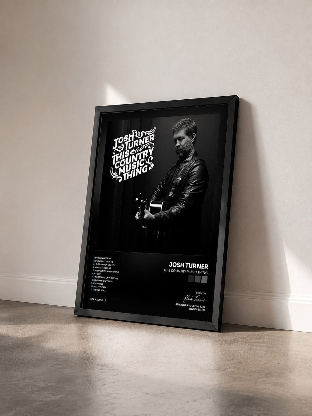 #noir This Country Music Thing di Josh Turner in stampa incorniciata vista di tre quarti, cornice nera
