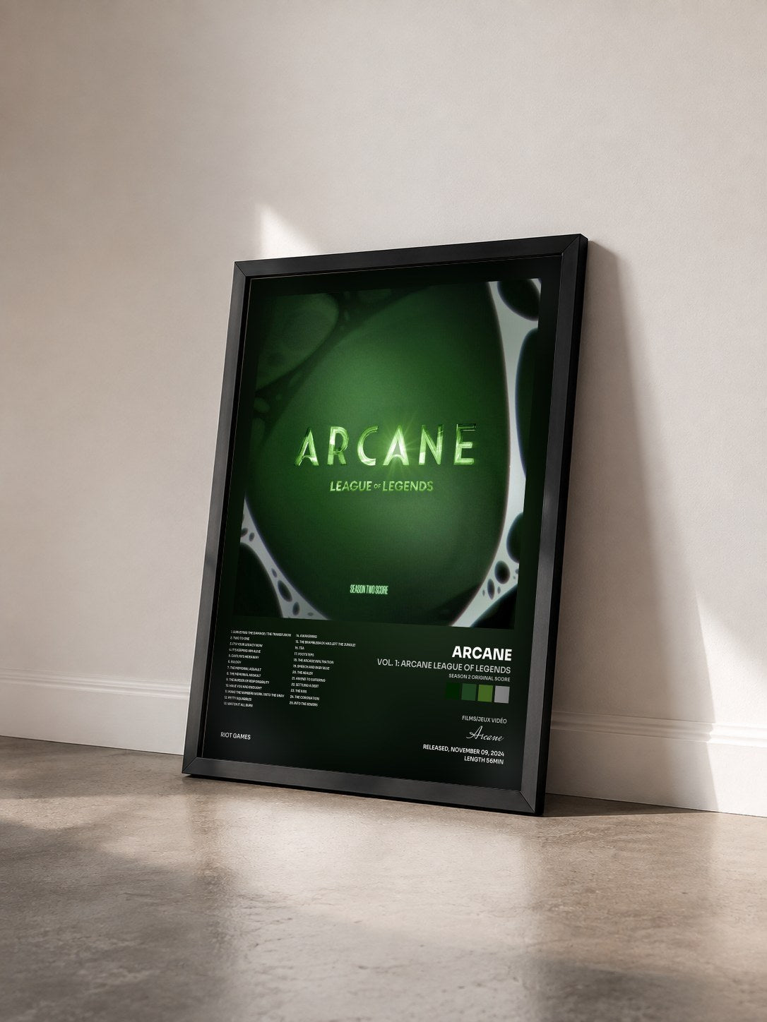 #noir Tableau de l'album Vol. 1: Arcane League of Legends (Season 2 Original Score) de Arcane vu de trois quarts, cadre noir
