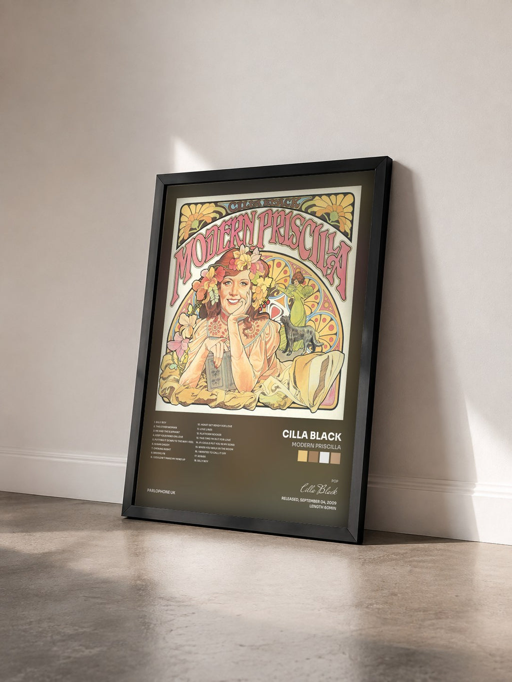 #noir Tableau de l'album Modern Priscilla de Cilla Black vu de trois quarts, cadre noir