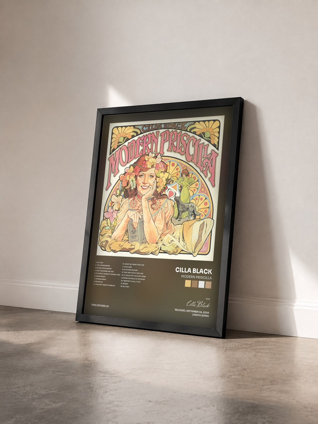 #noir Tableau de l'album Modern Priscilla de Cilla Black vu de trois quarts, cadre noir