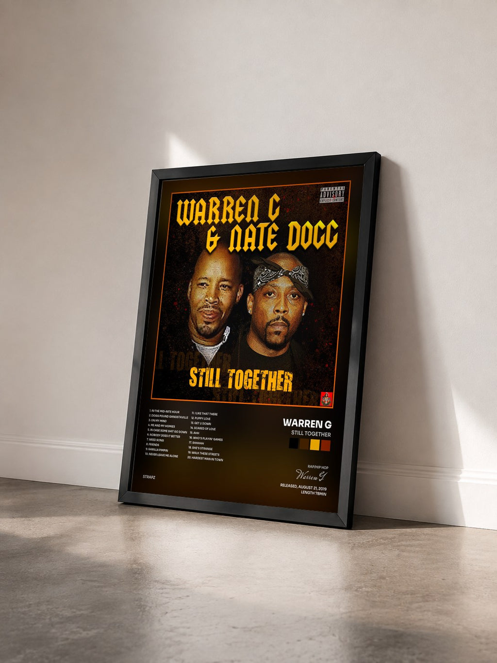#noir Tableau de l'album Still Together de Warren G vu de trois quarts, cadre noir