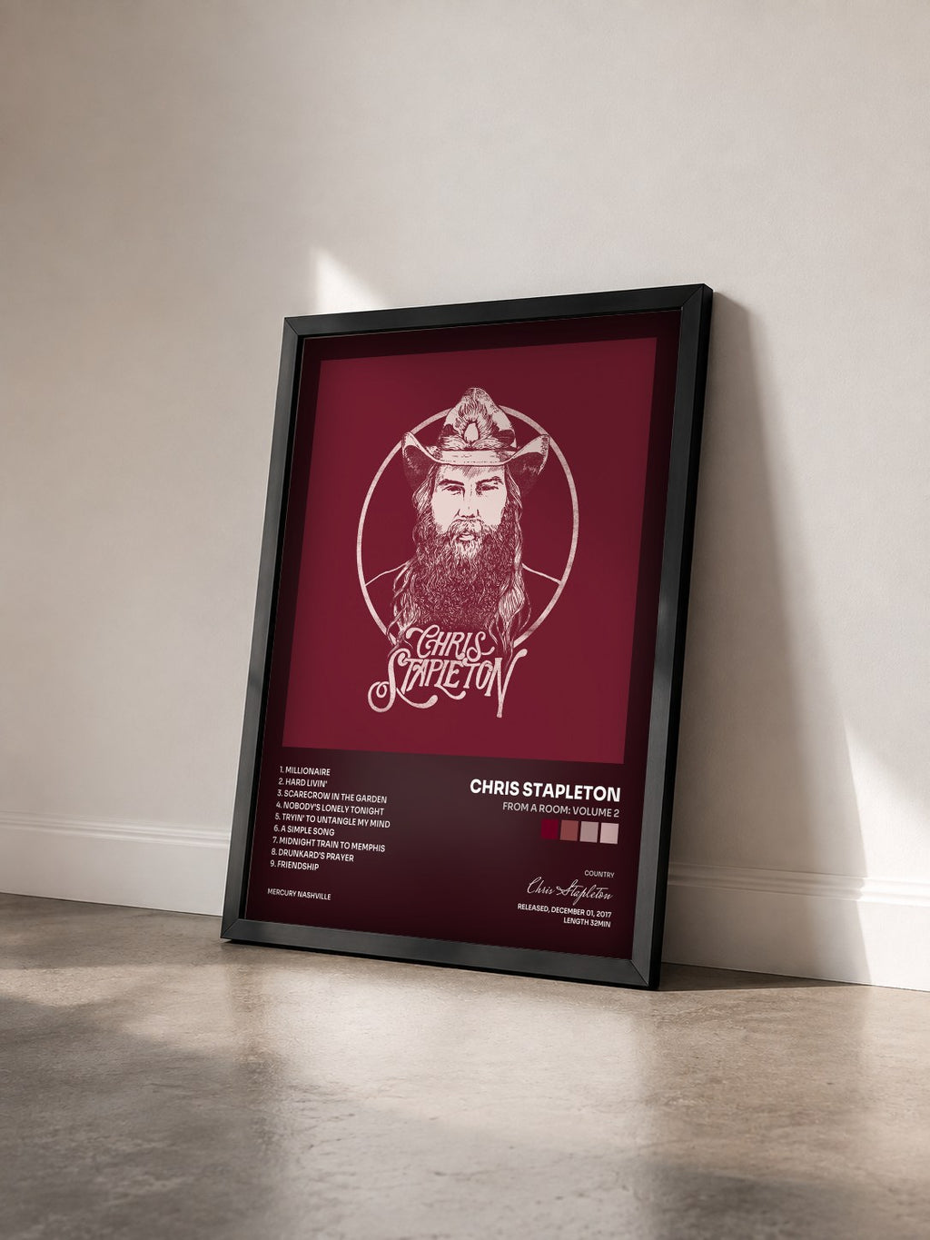 #noir Tableau de l'album From A Room: Volume 2 de Chris Stapleton vu de trois quarts, cadre noir