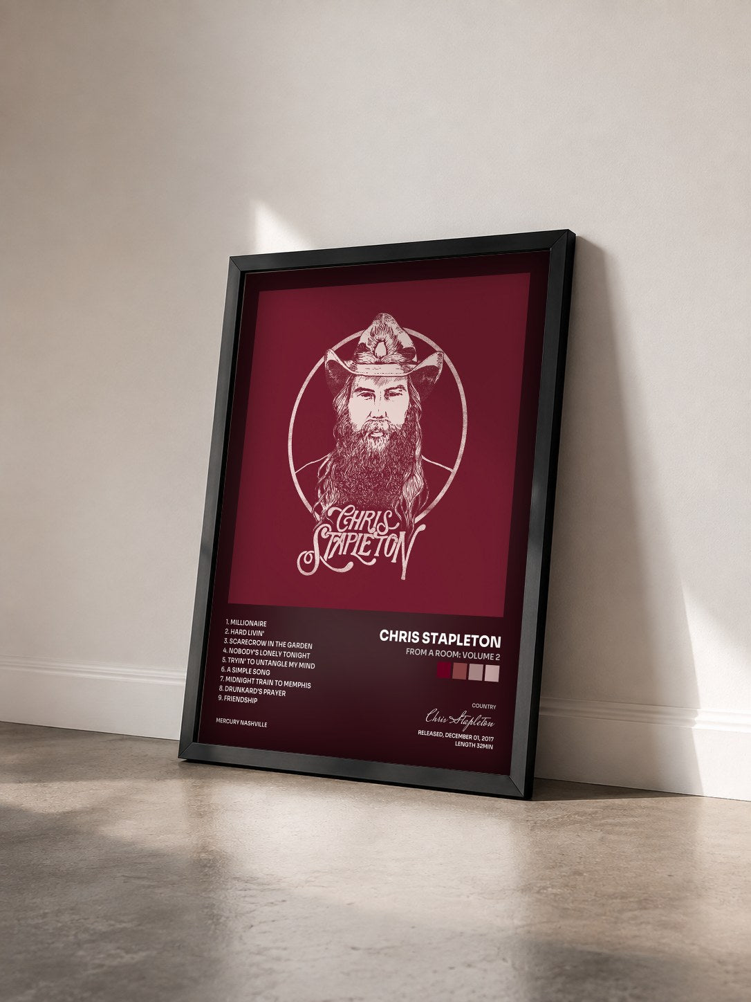 #noir Tableau de l'album From A Room: Volume 2 de Chris Stapleton vu de trois quarts, cadre noir