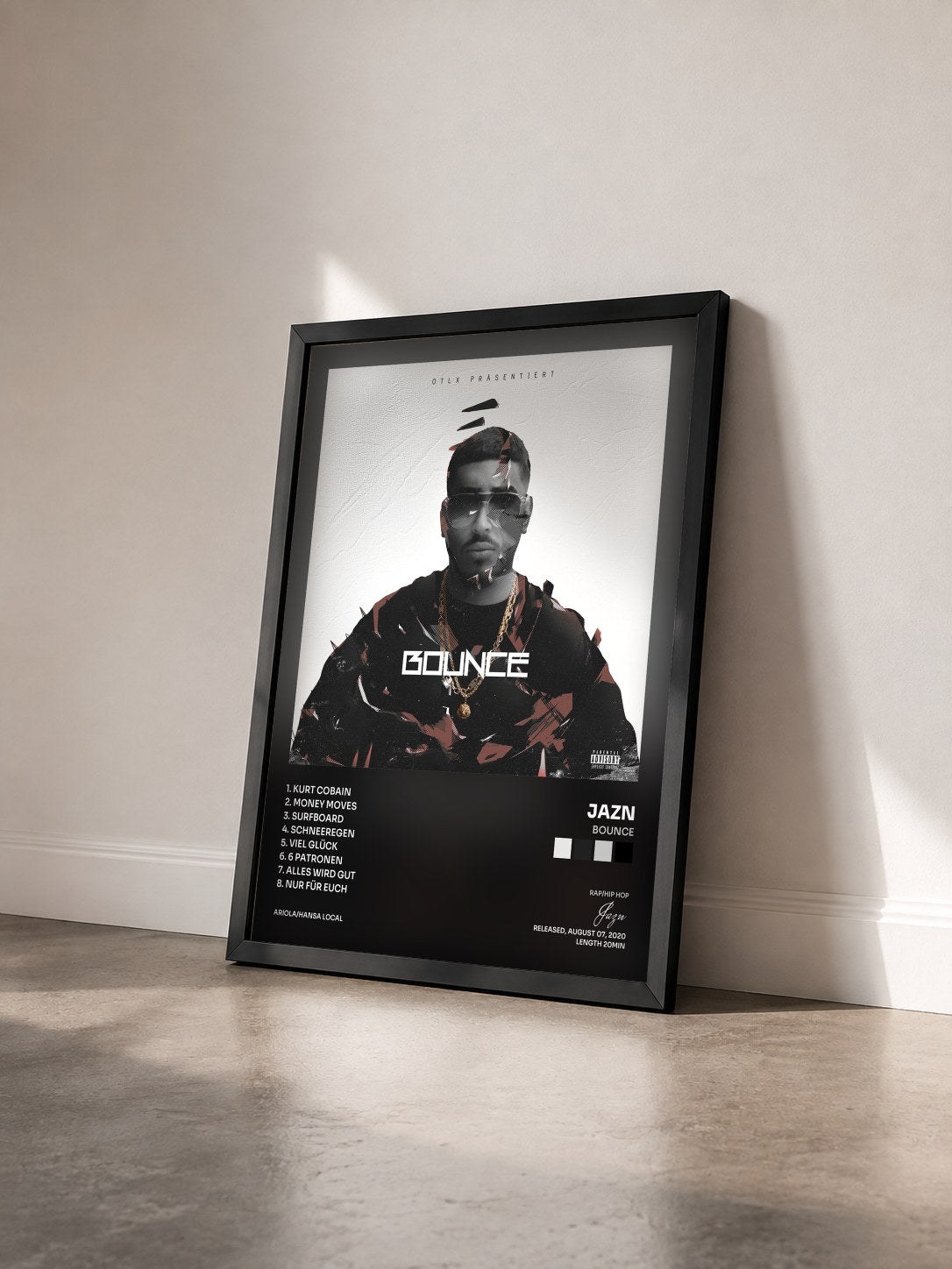#noir Tableau de l'album Bounce de Jazn vu de trois quarts, cadre noir