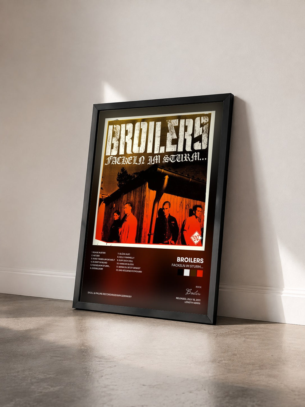 #noir Tableau de l'album Fackeln im Sturm... de Broilers vu de trois quarts, cadre noir