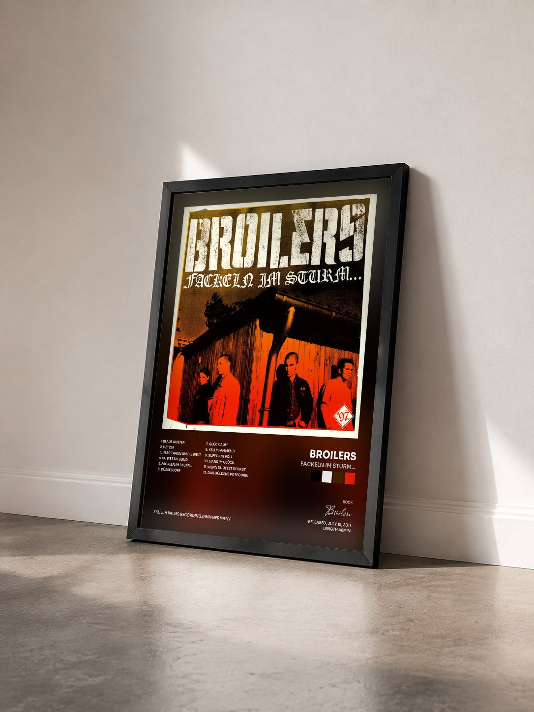 #noir Tableau de l'album Fackeln im Sturm... de Broilers vu de trois quarts, cadre noir