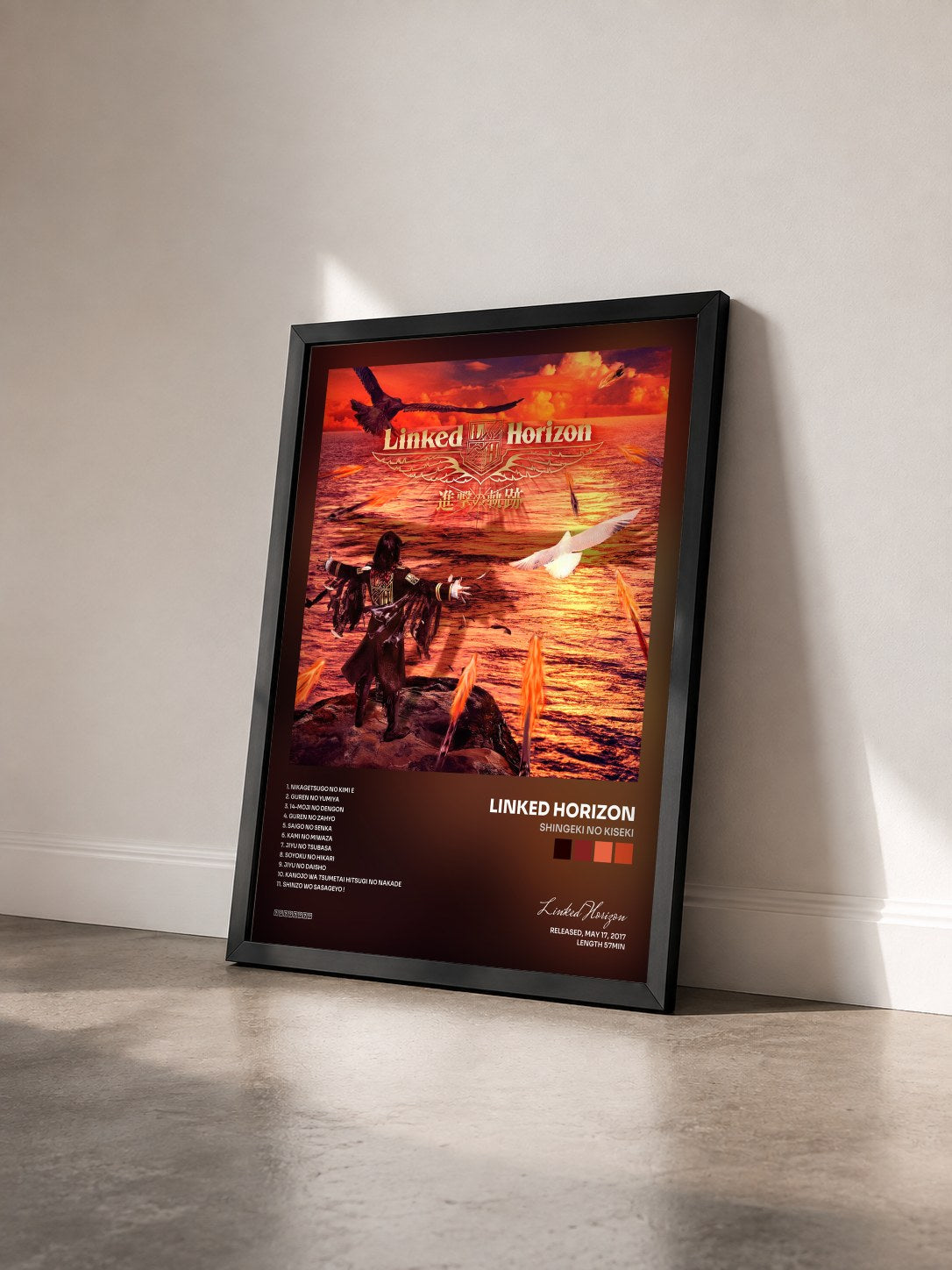 #noir Tableau de l'album Shingeki no Kiseki de Linked Horizon vu de trois quarts, cadre noir