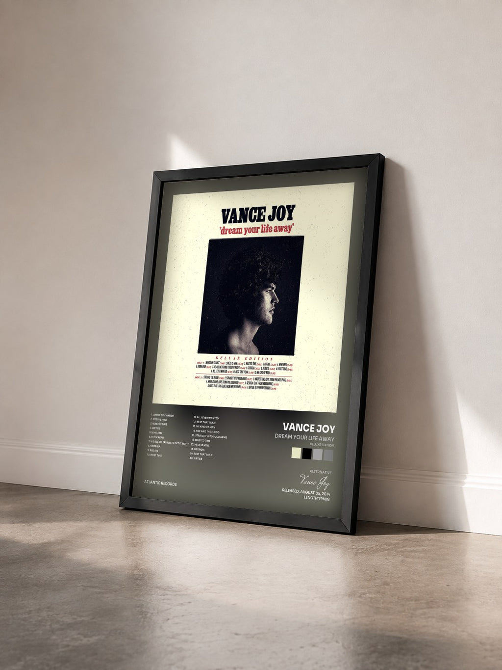 #noir Tableau de l'album Dream Your Life Away (Deluxe Edition) de Vance Joy vu de trois quarts, cadre noir