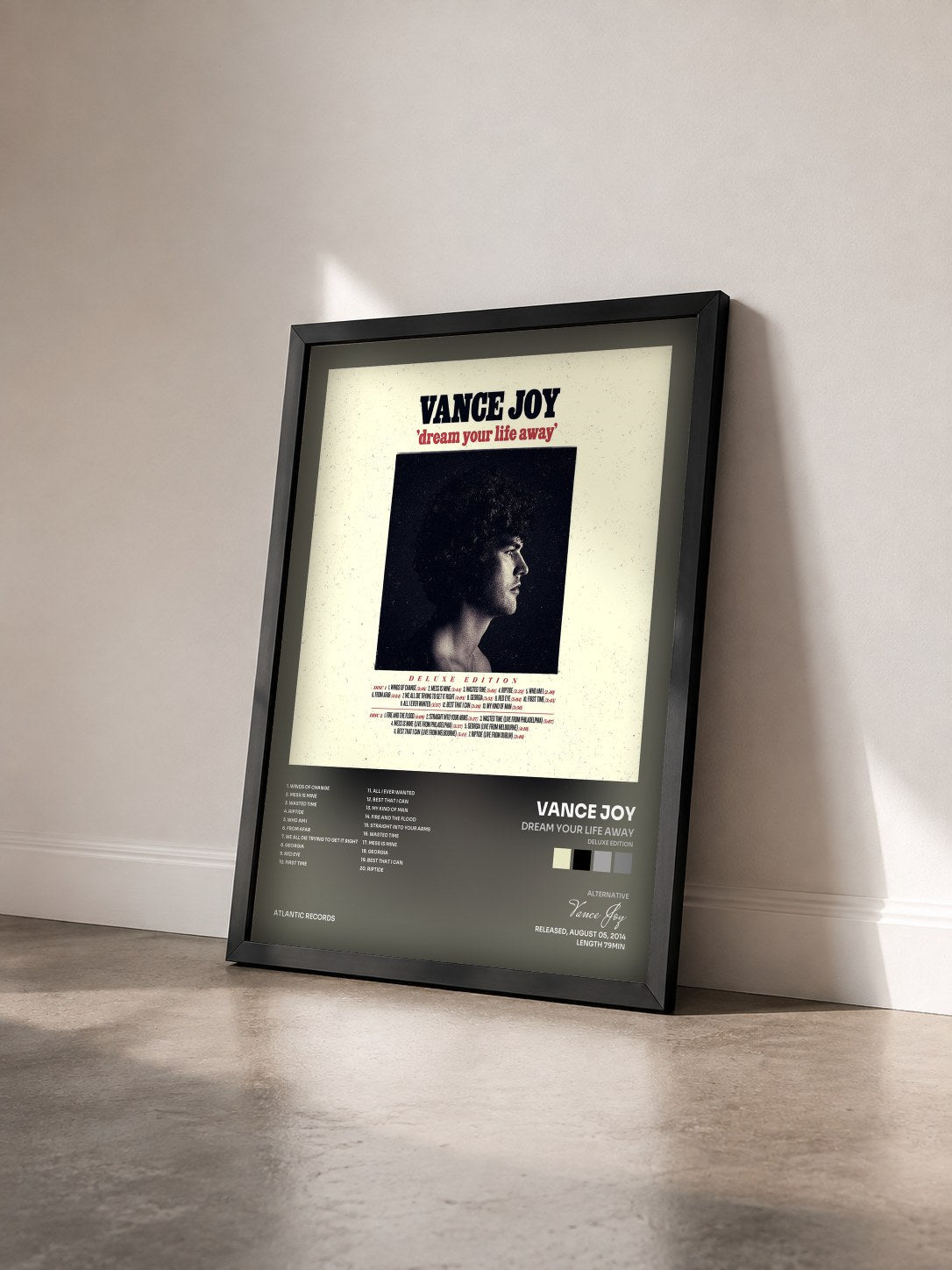#noir Tableau de l'album Dream Your Life Away (Deluxe Edition) de Vance Joy vu de trois quarts, cadre noir