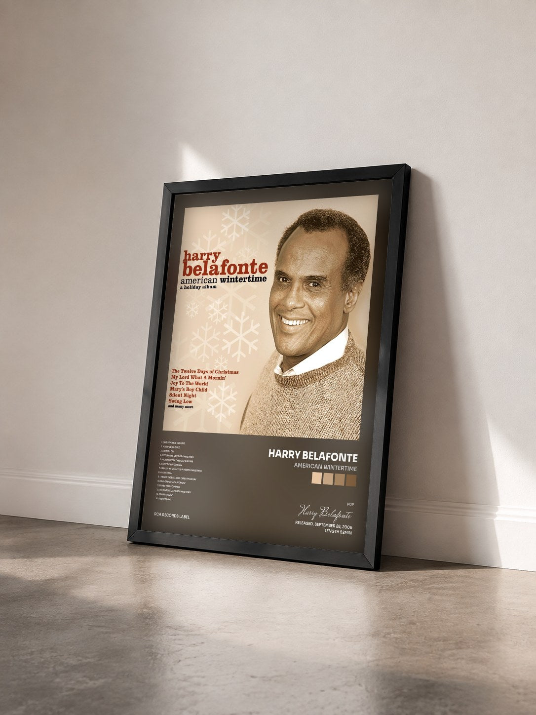 #noir Tableau de l'album American Wintertime de Harry Belafonte vu de trois quarts, cadre noir
