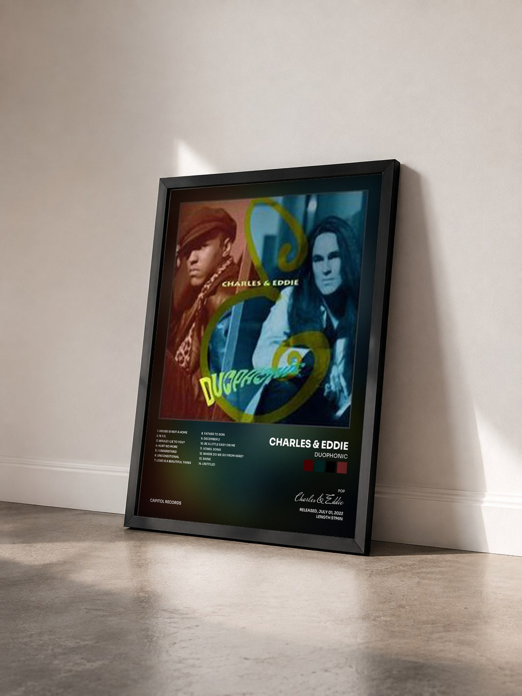 #noir Tableau de l'album Duophonic de Charles & Eddie vu de trois quarts, cadre noir