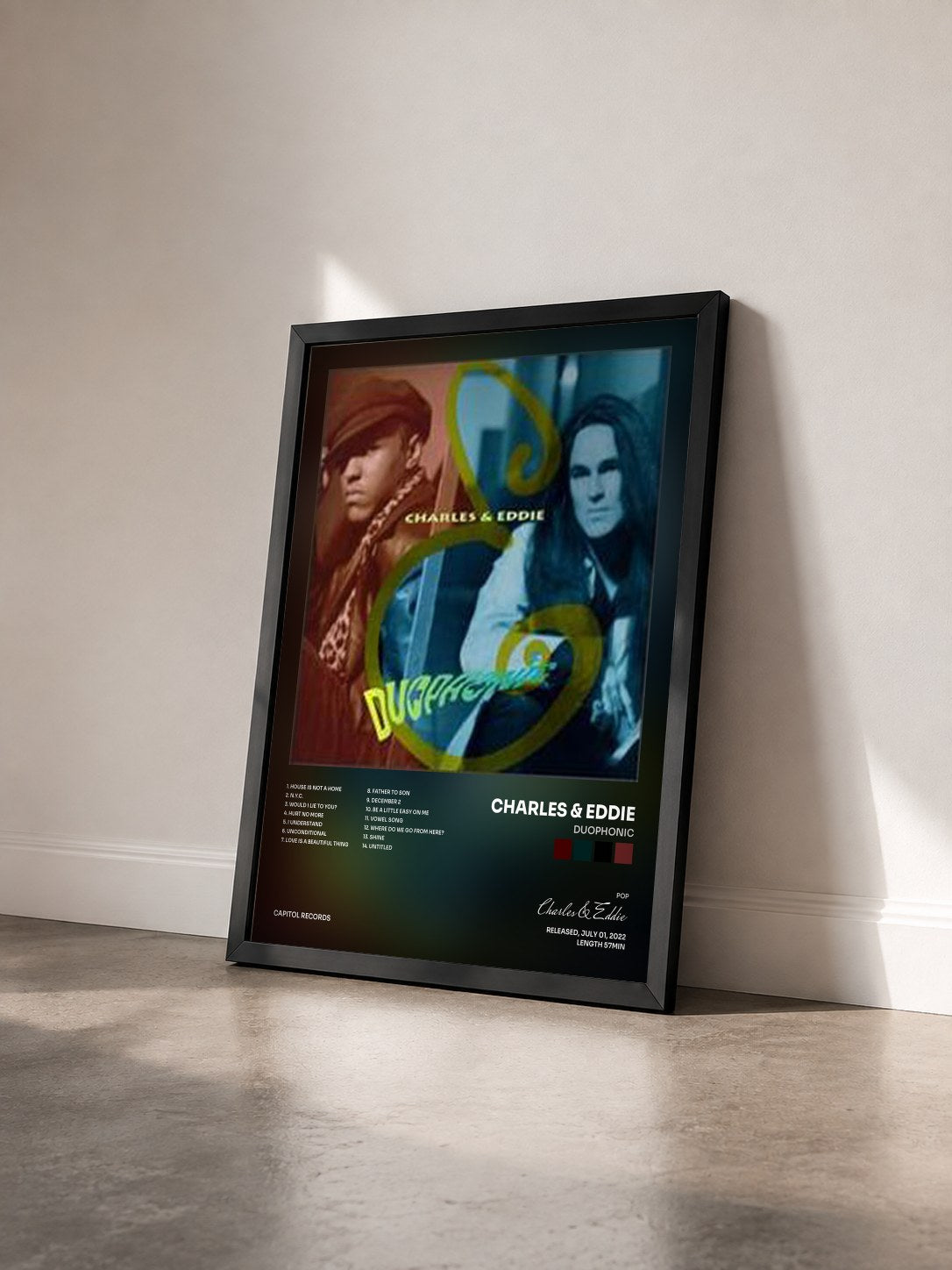 #noir Tableau de l'album Duophonic de Charles & Eddie vu de trois quarts, cadre noir