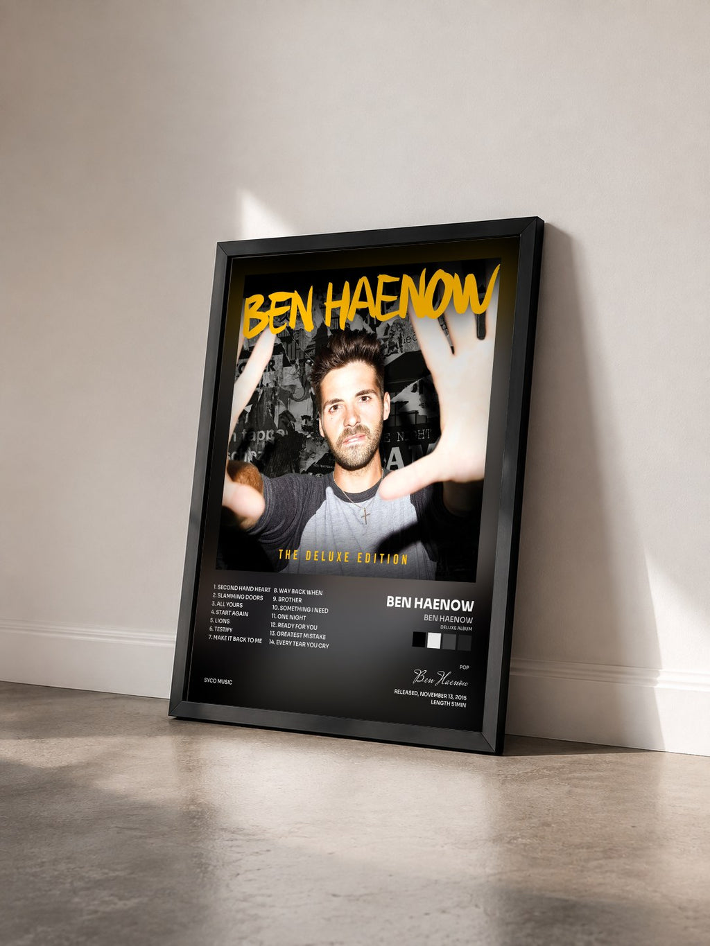 #noir Tableau de l'album Ben Haenow (Deluxe Album) de Ben Haenow vu de trois quarts, cadre noir