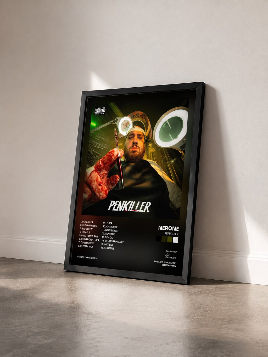 #noir Tableau de l'album PENKILLER de Nerone vu de trois quarts, cadre noir