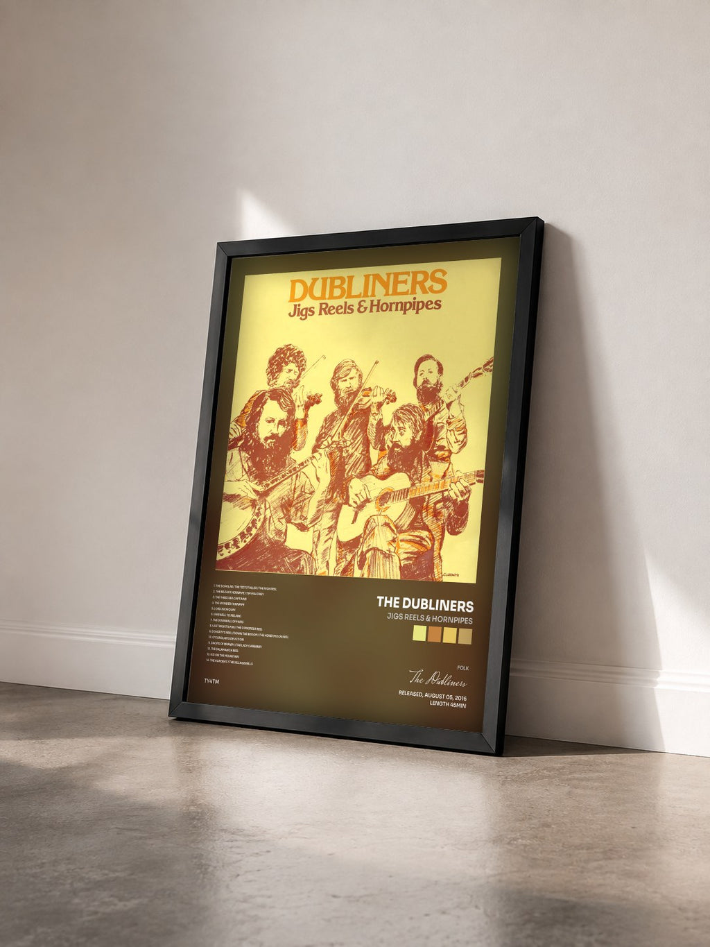 #noir Tableau de l'album Jigs Reels & Hornpipes de The Dubliners vu de trois quarts, cadre noir
