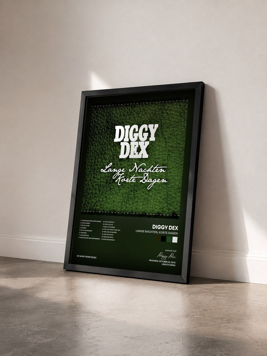#noir Tableau de l'album Lange Nachten, Korte Dagen de Diggy Dex vu de trois quarts, cadre noir