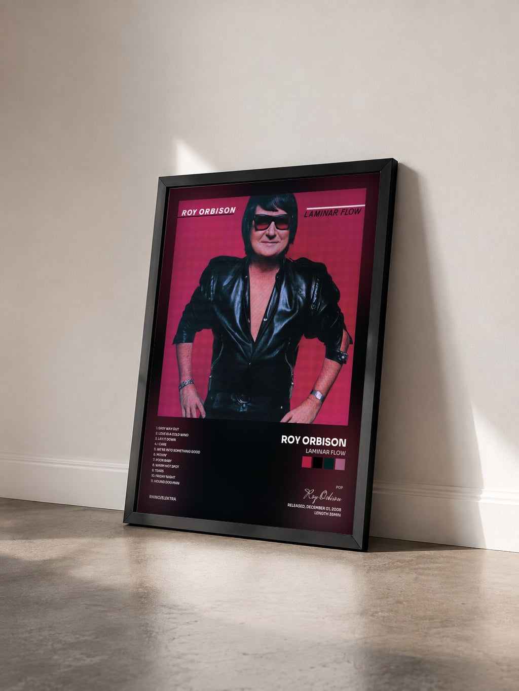#noir Tableau de l'album Laminar Flow de Roy Orbison vu de trois quarts, cadre noir