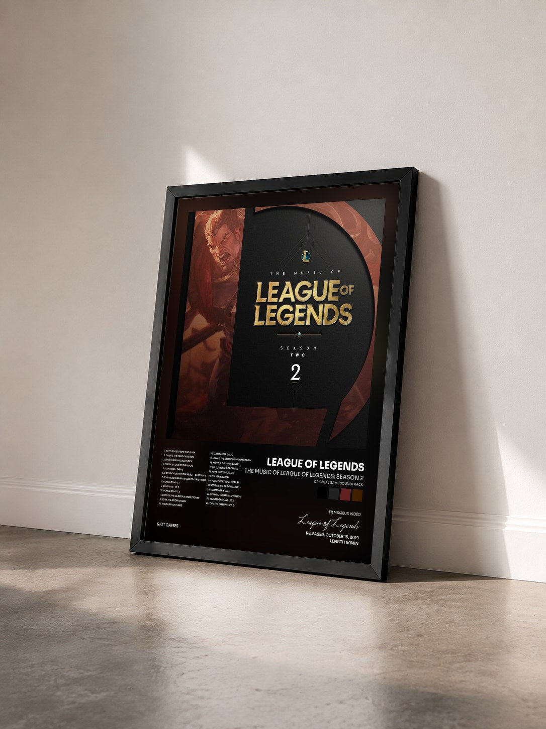 #noir Tableau de l'album The Music of League of Legends: Season 2 (Original Game Soundtrack) de League of Legends vu de trois quarts, cadre noir