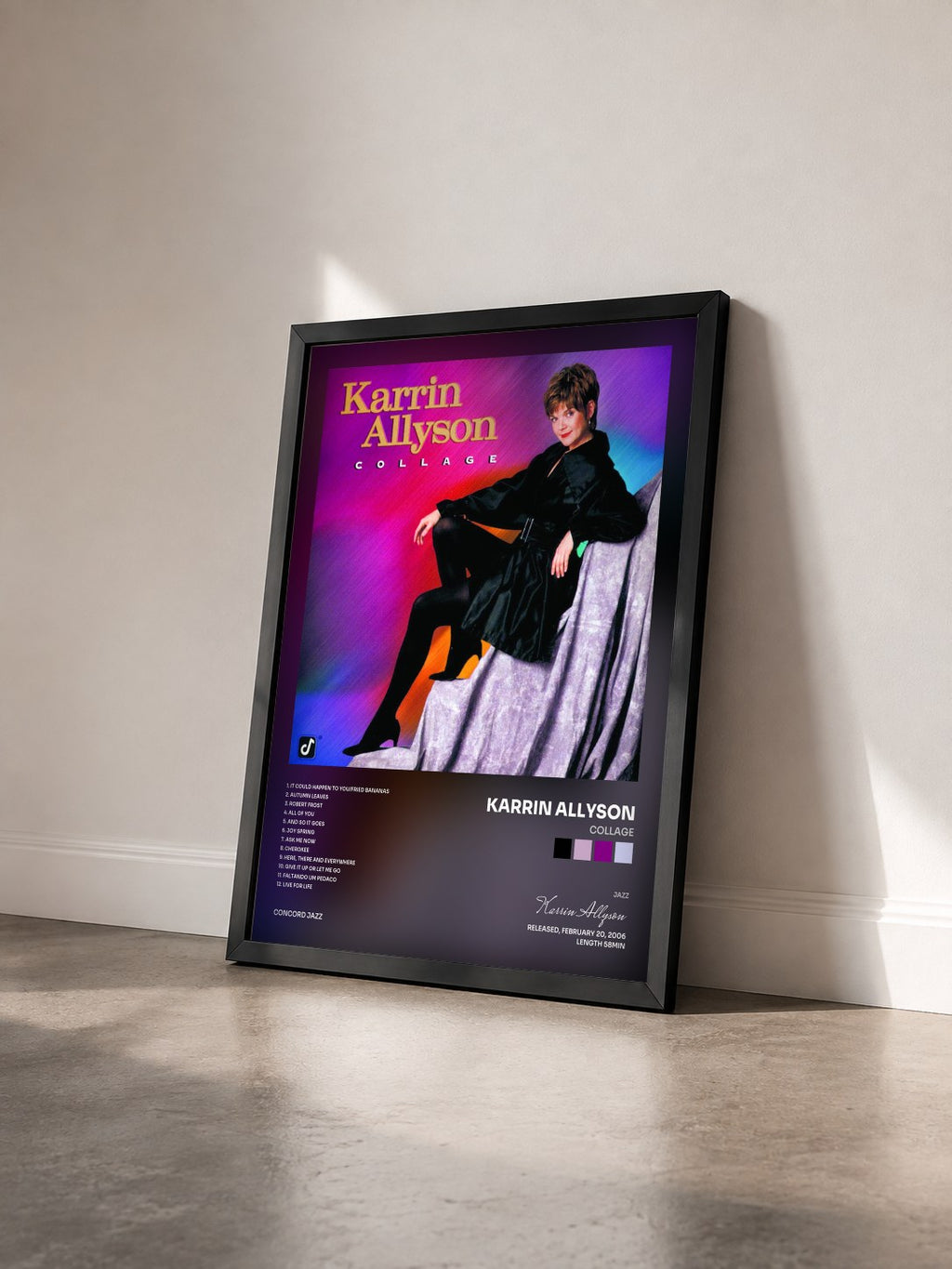 #noir Tableau de l'album Collage de Karrin Allyson vu de trois quarts, cadre noir