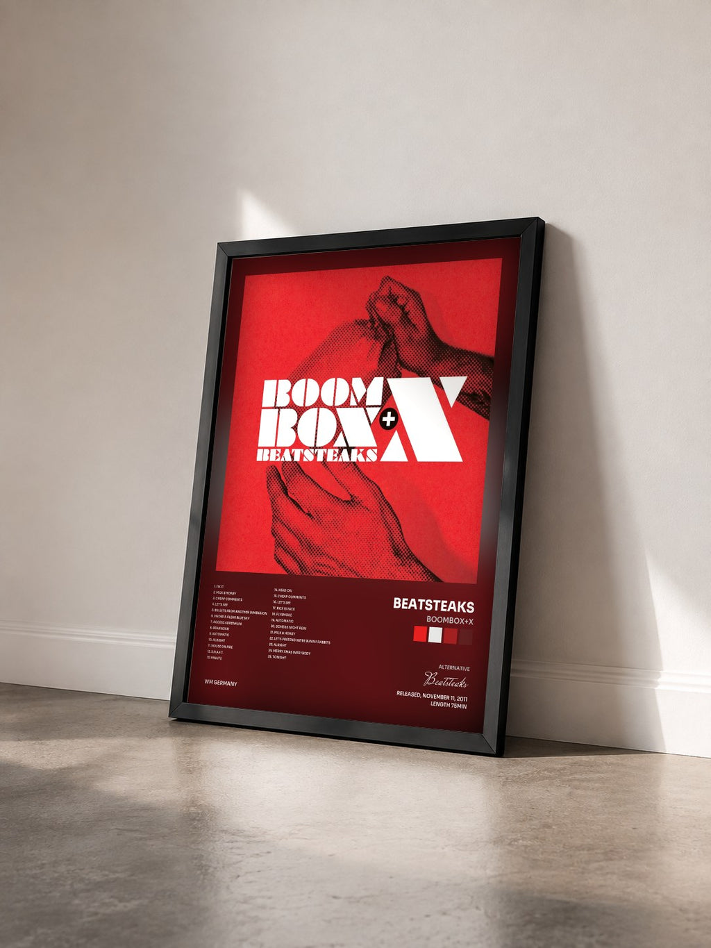 #noir Tableau de l'album Boombox+x de Beatsteaks vu de trois quarts, cadre noir