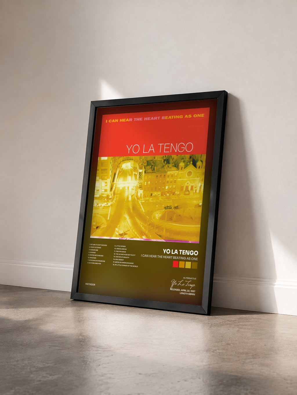 #noir Tableau de l'album I Can Hear The Heart Beating As One de Yo La Tengo vu de trois quarts, cadre noir