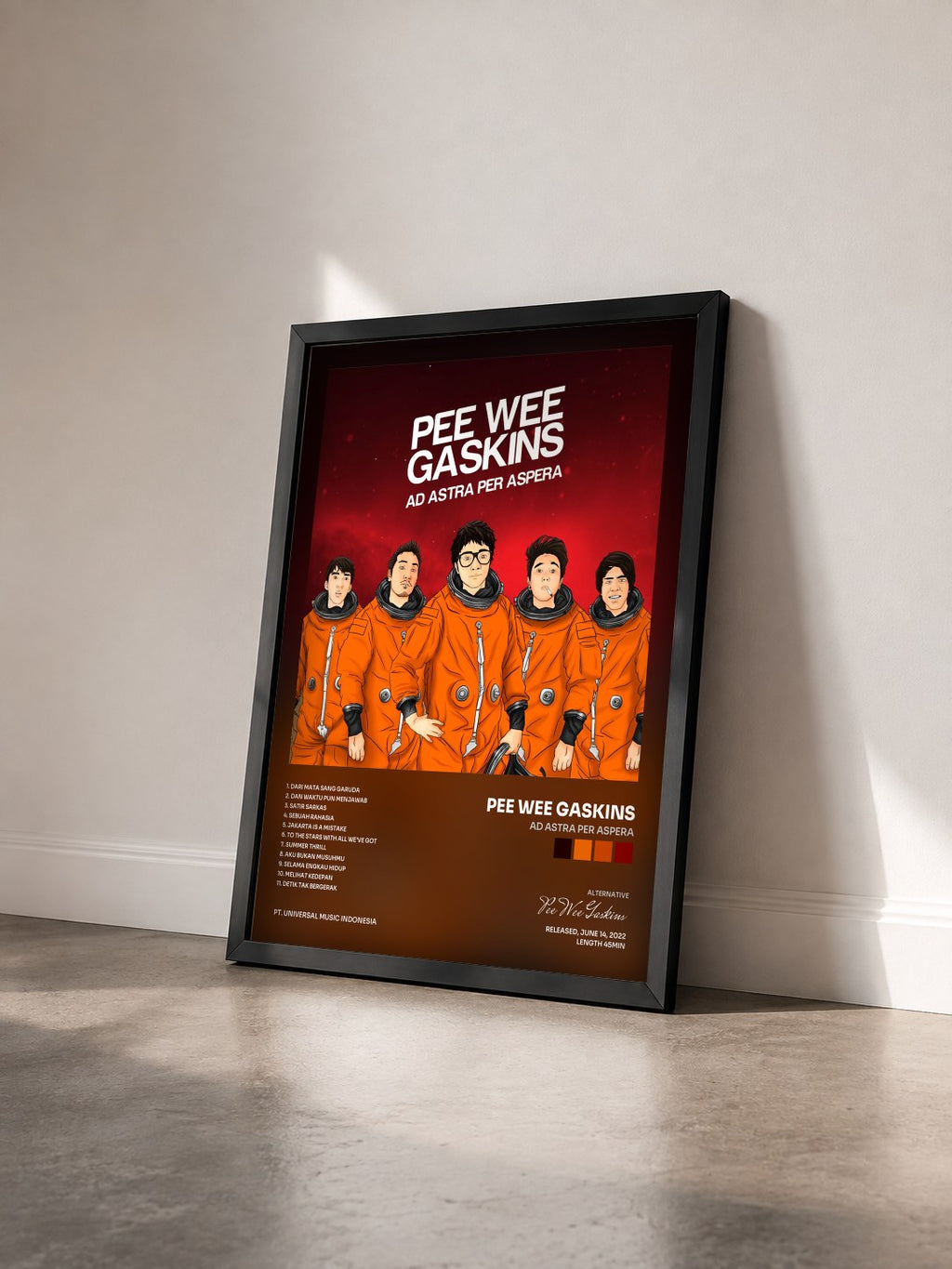 #noir Tableau de l'album Ad Astra Per Aspera de Pee Wee Gaskins vu de trois quarts, cadre noir