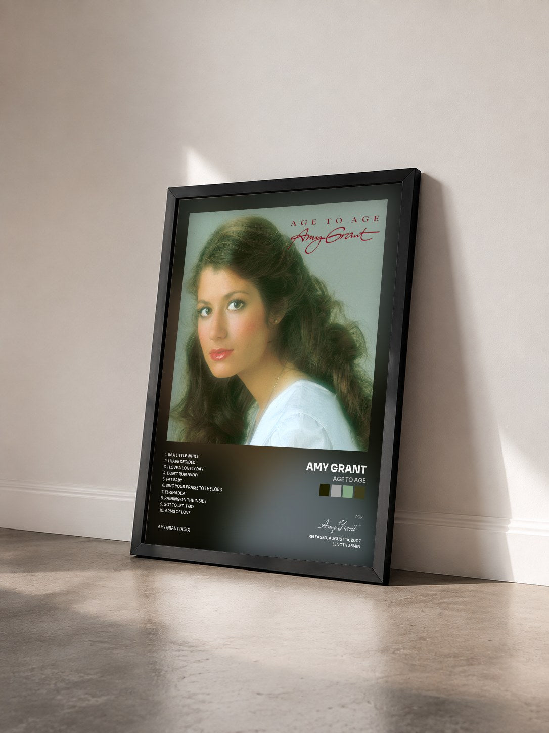 #noir Tableau de l'album Age To Age de Amy Grant vu de trois quarts, cadre noir