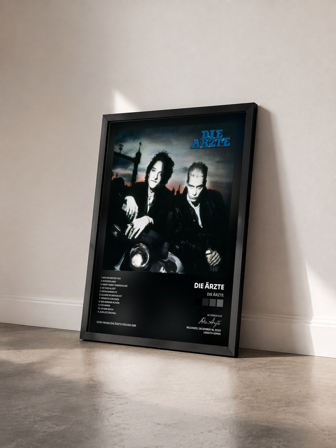 #noir Tableau de l'album Die Ärzte de Die Ärzte vu de trois quarts, cadre noir